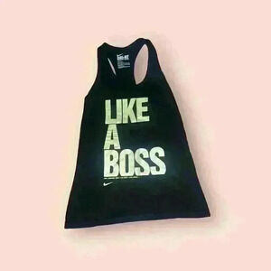 Nike "Like A Boss" Women's Dri-Fit Racerback Tank Top Black XS